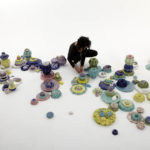 Vitreous china, glaze, decals, marbles, glass beads, 192” L x 96”W x 18”H, 2014