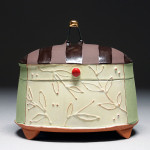 Handbuilt earthenware, terra sigillata, underglaze, and glaze, 5x4x3