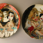 2009, 2010 14.5x14.5” inscribed drawing, glazes, and stains, oxidation fired to ^10