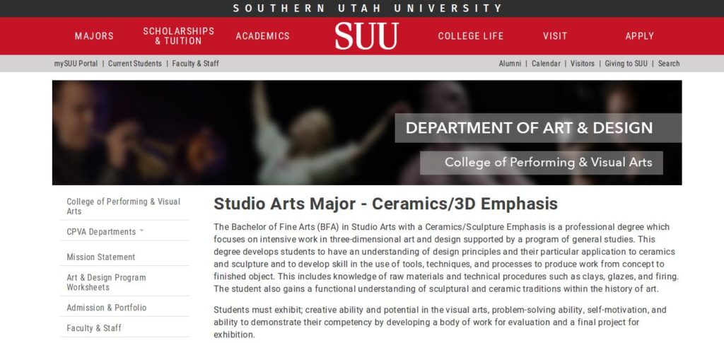 Learn more about Ceramics at Southern Utah University