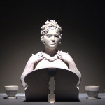 Video Still, 2011, Raw clay, Body paint, Mirror, Cast porcelain modeling tools