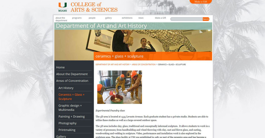 University of Miami website screenshot