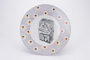 Tin glazed cone 6 stoneware with in-glaze decoration