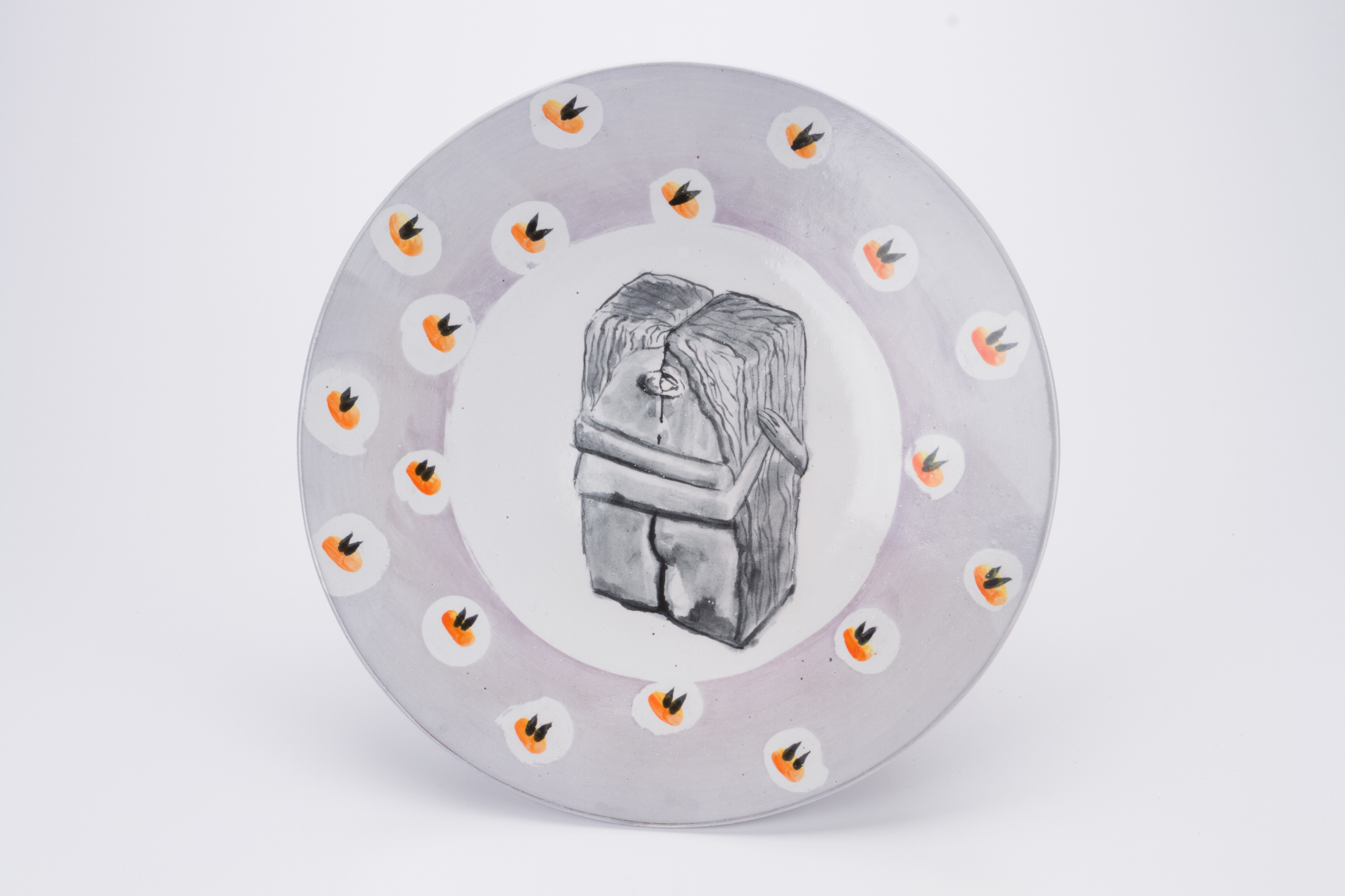 Tin glazed cone 6 stoneware with in-glaze decoration